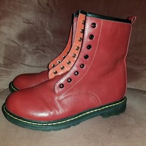 Red combat boots